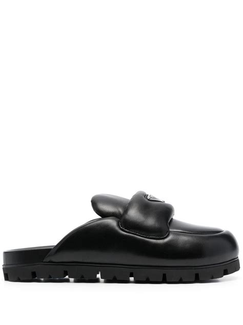 prada feather mules|prada lug sole padded mules.